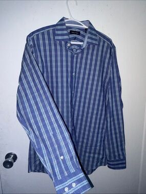 Nautica Men's Blue Multi-Striped Dress Shirt